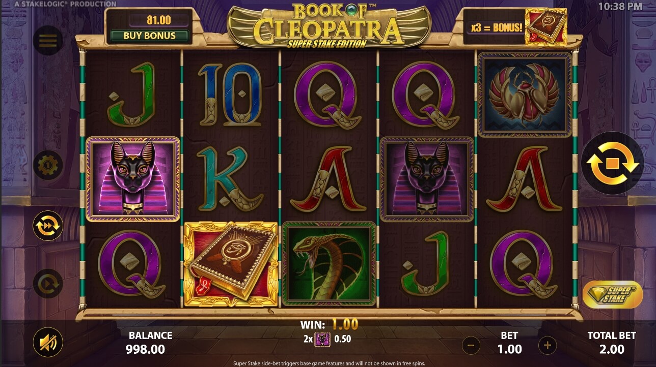 Book of Cleopatra Super Stake Proces gry